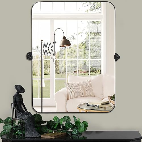 Miniatura 7 de NeuType Espejos de baño para pared, espejo de granja, espejo de pared, espejo de baño pivotante para entradas, salas de estar, marco de metal,