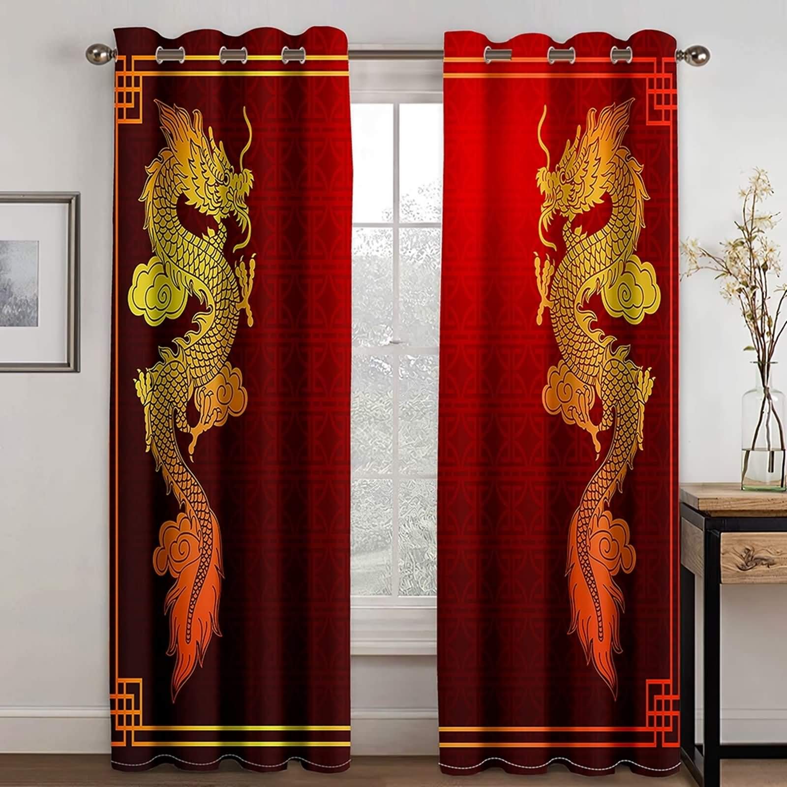 Rideaux occultants dragons KnSam L214xH244cm pour chambre et salon