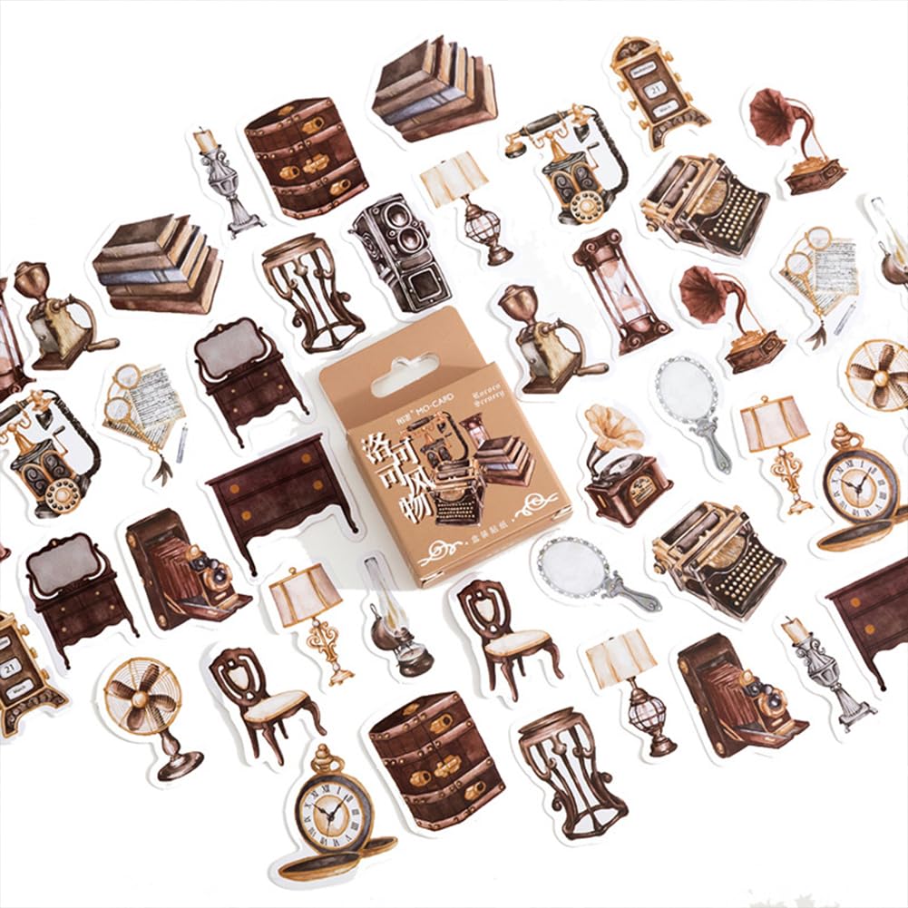 Vintage Old Time Stickers, Obujopal 46Pcs Antique Stickers for Scrapbooking Journaling Card Making Junk Journal Laptop Diary Planners Collage Envelope Phone Case Art Crafts DIY Decoration