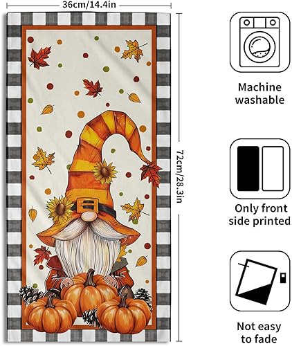 Vista 275 de Giwawa Juego de 2 toallas de mano de hojas marrones, toallas de baño bohemias suaves y delgadas, altamente absorbentes, decorativas, para cocina