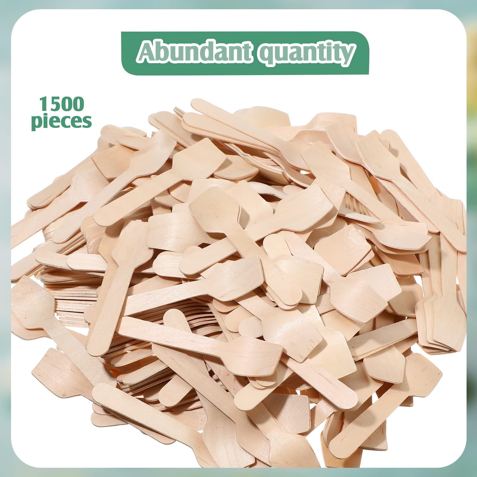 Lot de 1500 mini cuillères en bois jetables de 10,2 cm pour fête d'anniversaire, mariage, crème glacée, yaourt, gâteau, dessert