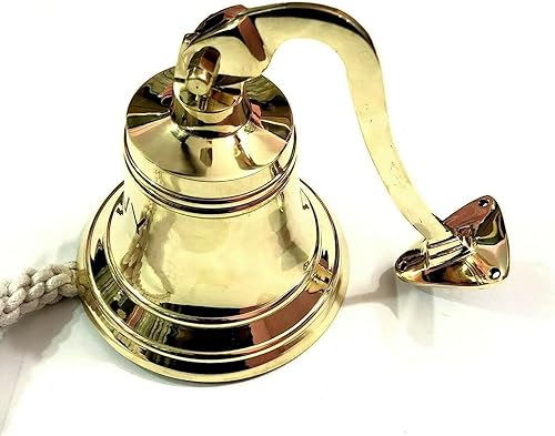 Miniatura 4 de Campana de barco de latón macizo de la Marina de los Estados Unidos, para montar en la pared, decoración náutica, decoración del hogar, cocina,