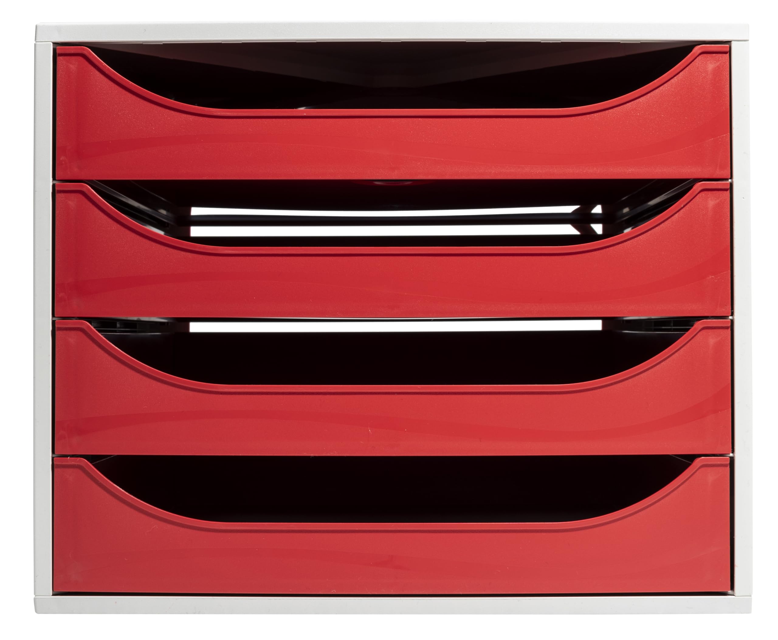 Exacompta 2286107D – Módulo económico con cajones Ecobox – Caja individual con 4 compartimentos para documento A4 y A4+ – Dimensiones: 34,8 x 28,4 x 23,4 cm, color rojo