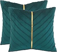 Vista 29 de Tosleo - Fundas de almohada de terciopelo beige de 20 x 20 pulgadas, paquete de 2 con cuero dorado, fundas decorativas de Navidad para sofá, fundas
