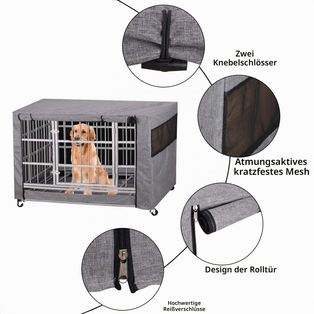 Abdeckung für Hundeboxen, für Drahtkäfige, für den Innen- und Außenbereich, langlebig und winddicht