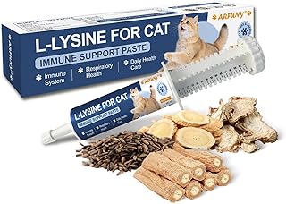 L-Lysine for Cats - Lysine for Cats - Immune System, Normal Eye Function and Respiratory Health - Cat Lysine Paste with Taurine, Taurine, Omega-3, Vitamins - 60ML, Chicken Flavor