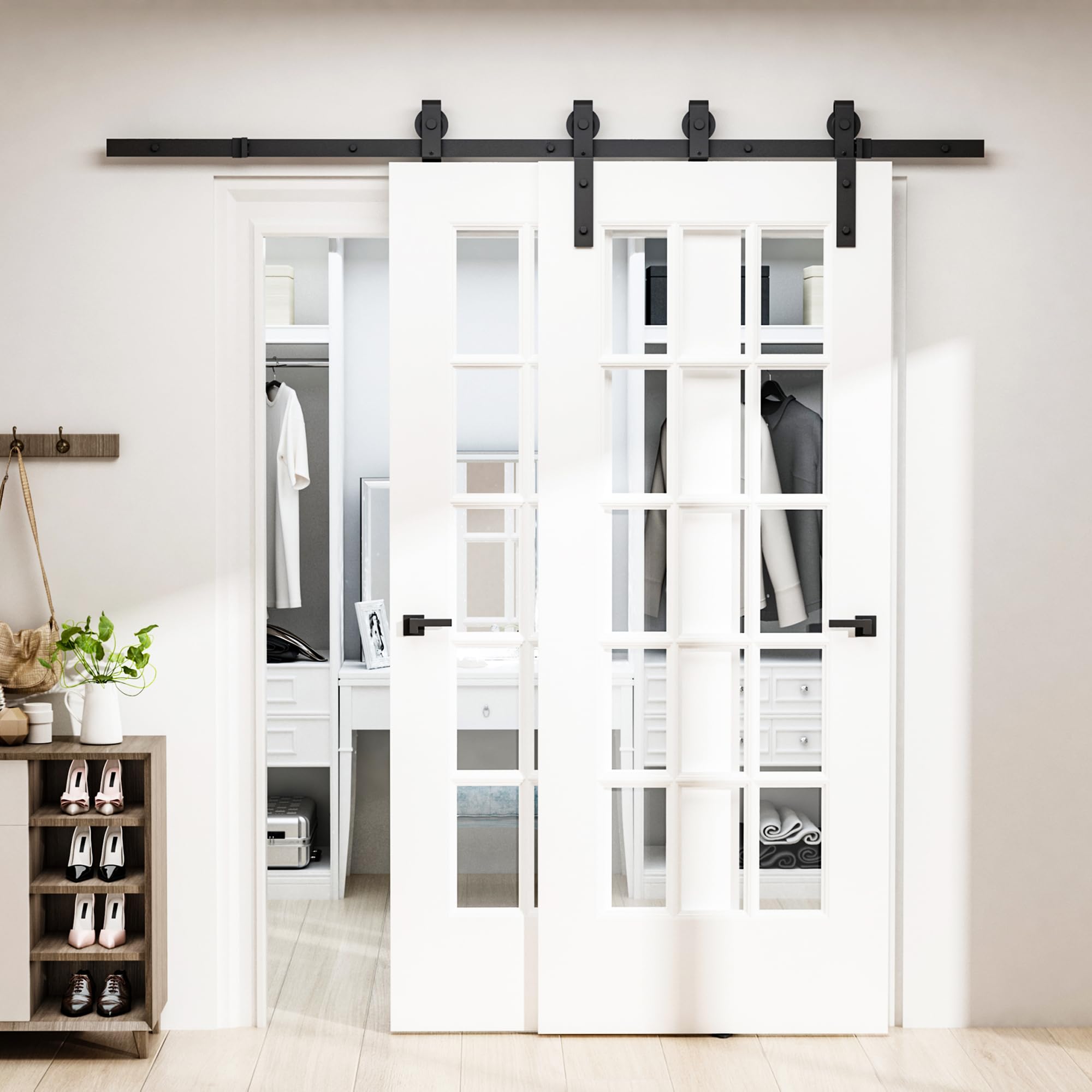 HOMCOM 200CM Quincaillerie Porte Coulissante de Grange Acier au Carbone