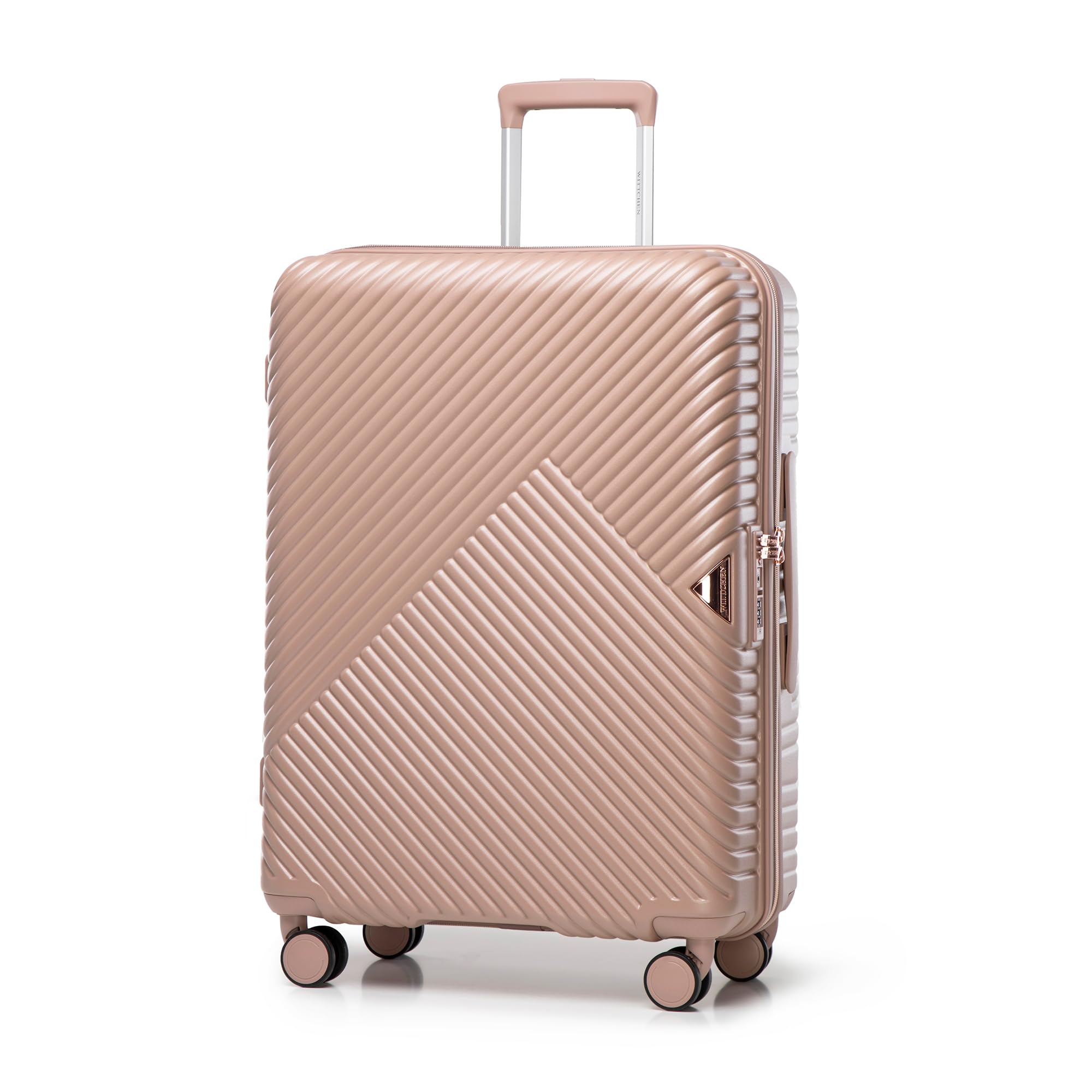 WITTCHEN Valigia Media Trolley Valigia Rigida in policarbonato Valigia Bagaglio Valigie con 4 ruote doppie girevoli Serratura a combinazione TSA Manico telescopico GL Style Rosa cipria