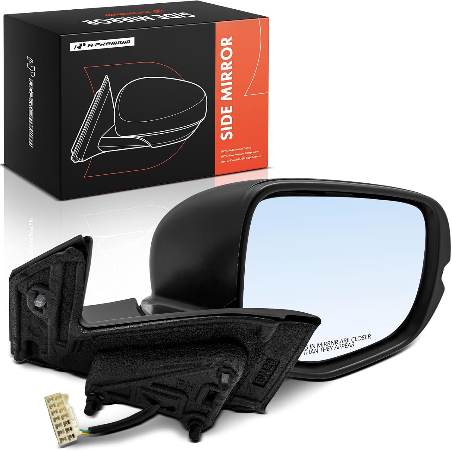 A-Premium Passenger Side Power Door Mirror Compatible with Honda Pilot 2016-2018, Ridgeline 2017-2019 - Non-Heated Manual Folding Textured Black Outside Rear View Mirror