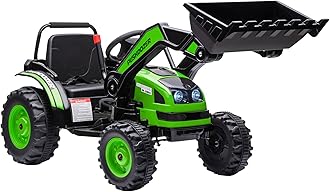 Aosom 6V Kids Ride on Excavator, Bulldozer, Electric Construction Vehicle, Rechargeable Battery Powered Truck with Adjustable Bucket, High/Low Speed, Realistic Sound and Headlights, Green