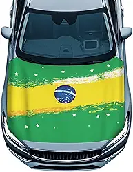 GOSTONG Capa de capô de veículo à prova d'água com estampa de bandeira do Brasil para a maioria dos carros, Sedan, SUV, acessórios externos automotivos para mulheres e homens