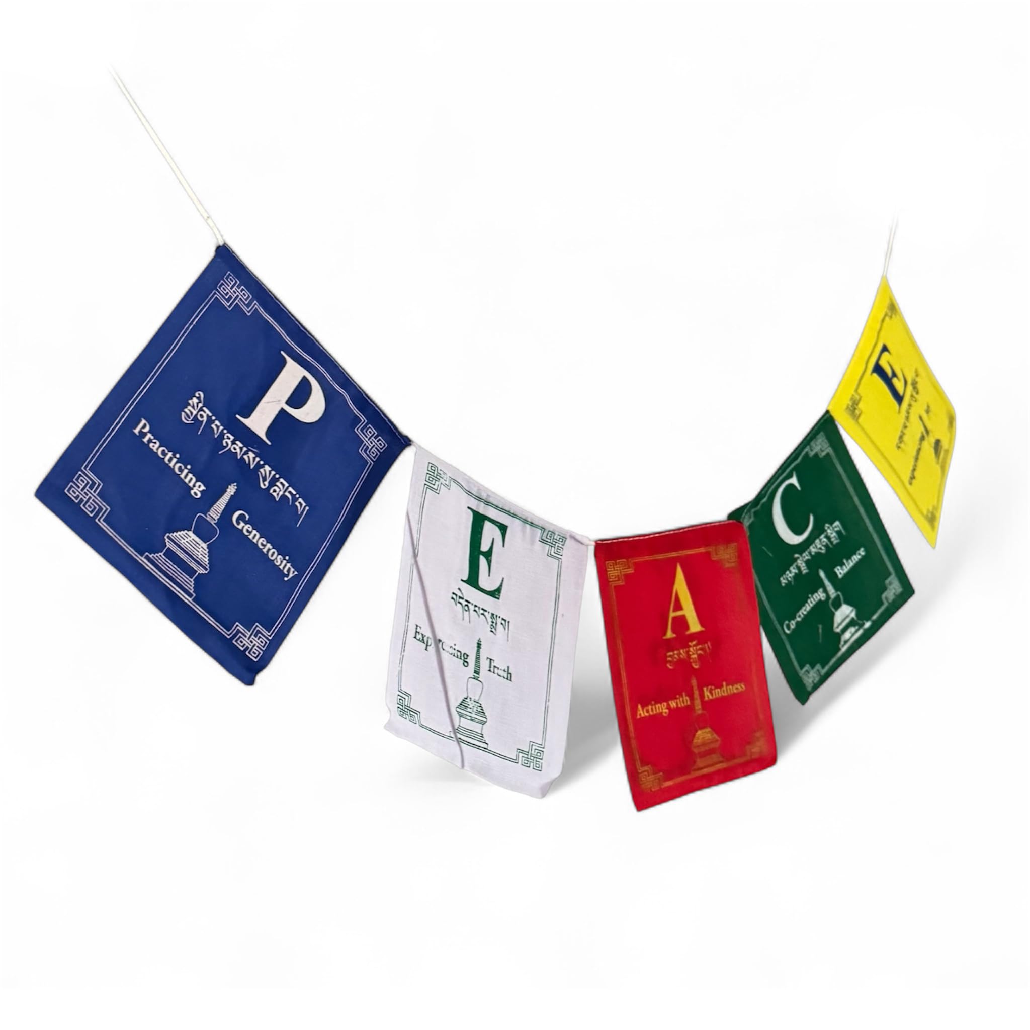 Traditional PEACE Tibetan Prayer Flags, Buddhist Prayer Flags, Handmade prayer flags, Hippie Boho Wall, Garden Decor