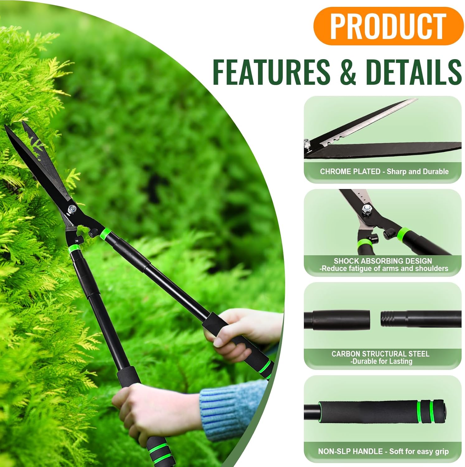 29.9" Hedge Shears For Gardening and L Shaped Hoe Garden Tool