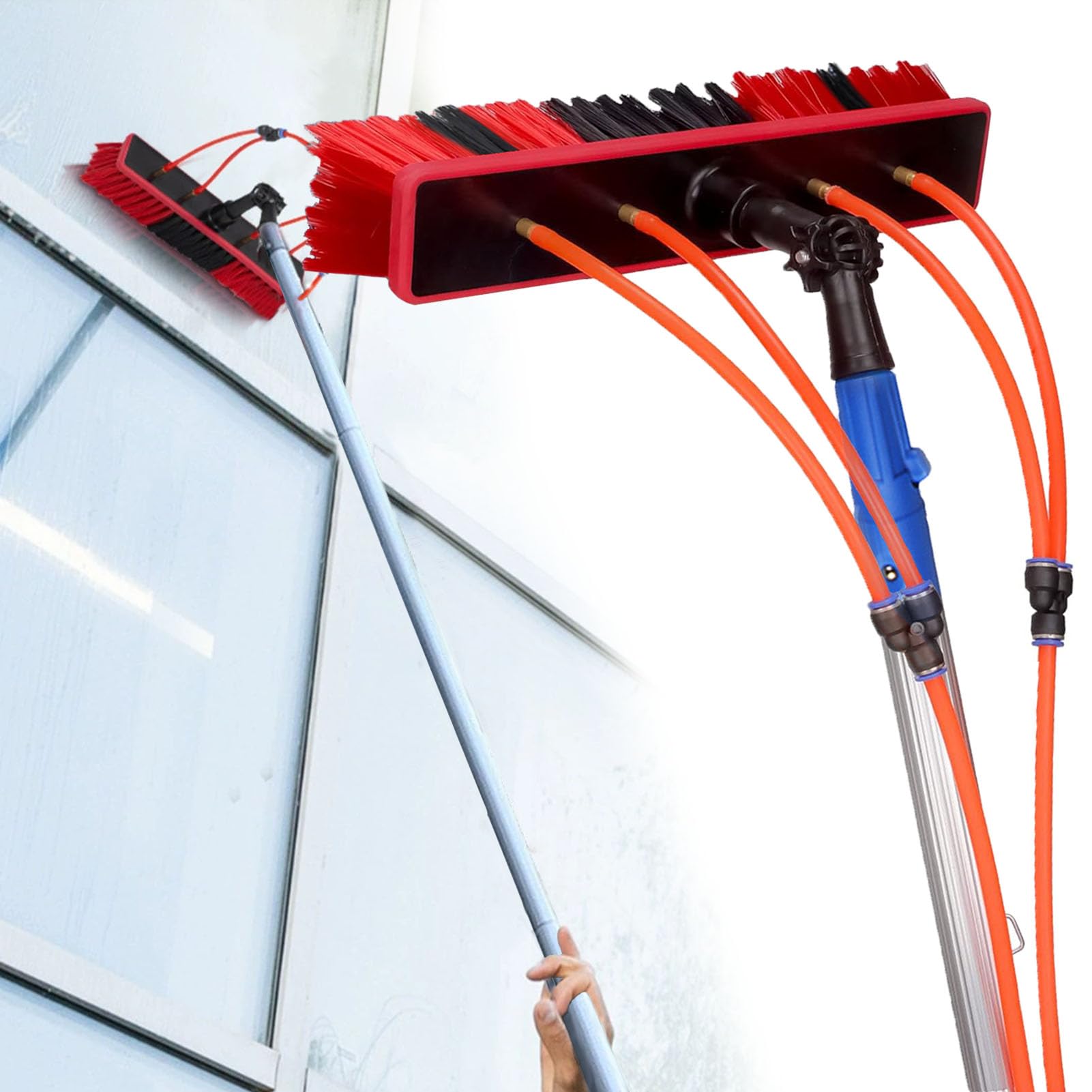 3m-12m Extendable Water-Fed Brush Kit for Window Cleaning - High Reach Pole for Cars Roofs & Floors - 55CM Brush for Efficient Cleaning of Windows & Surfaces