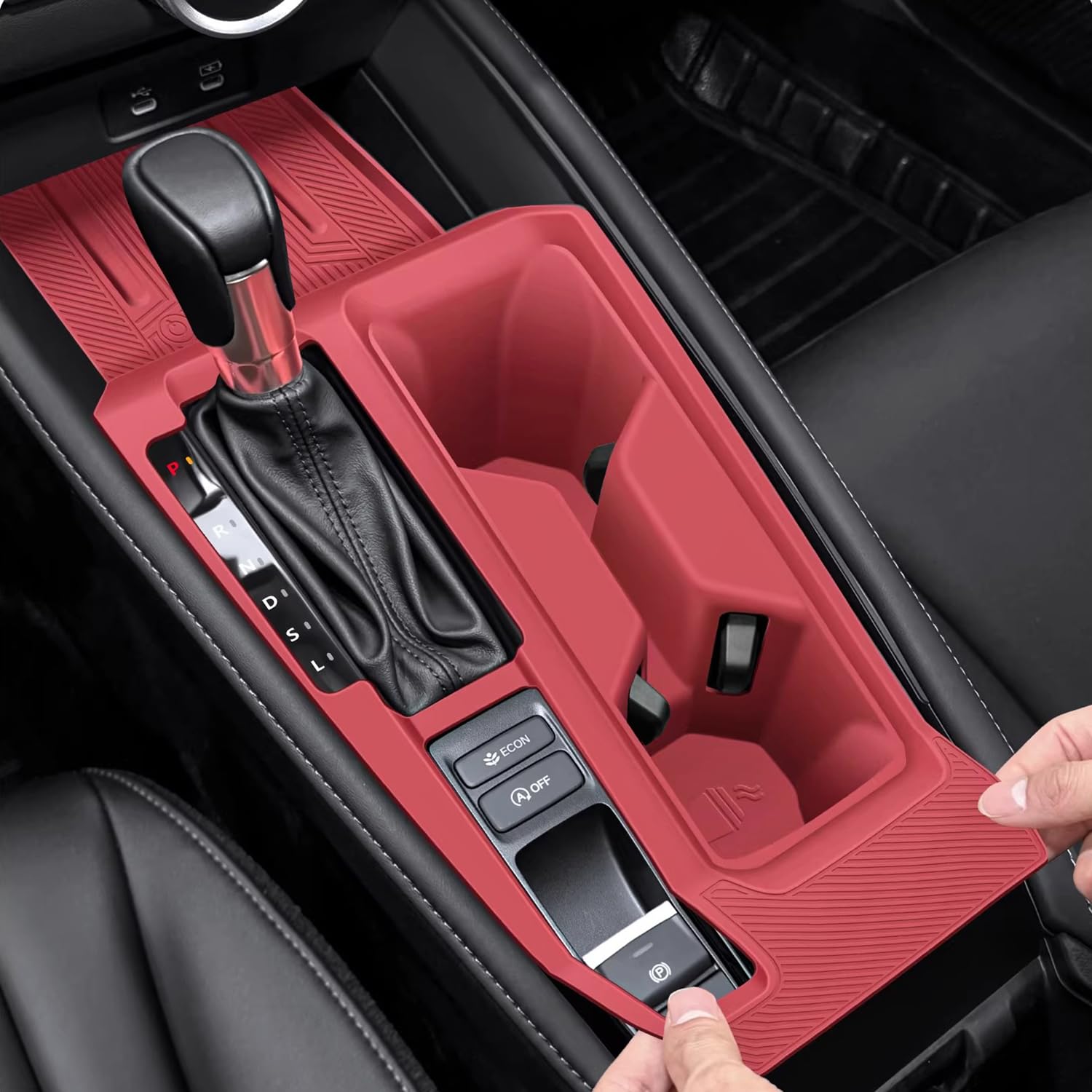 Photo 1 of Temmis Center Console Silicone Organizer Wrap for Honda Accord 2023-2025, Full-Wrap Center Consel Electrostatic adsorption Cover for Honda Accord-Red