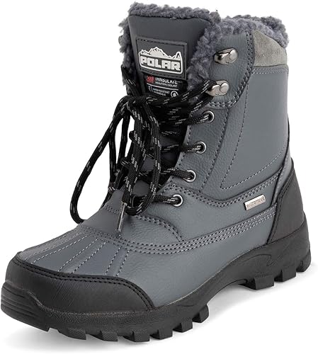 POLAR Thinsulate - Botas de nieve para hombre, totalmente forradas, impermeables, con revestimiento de goma, duraderas, para invierno, lluvia