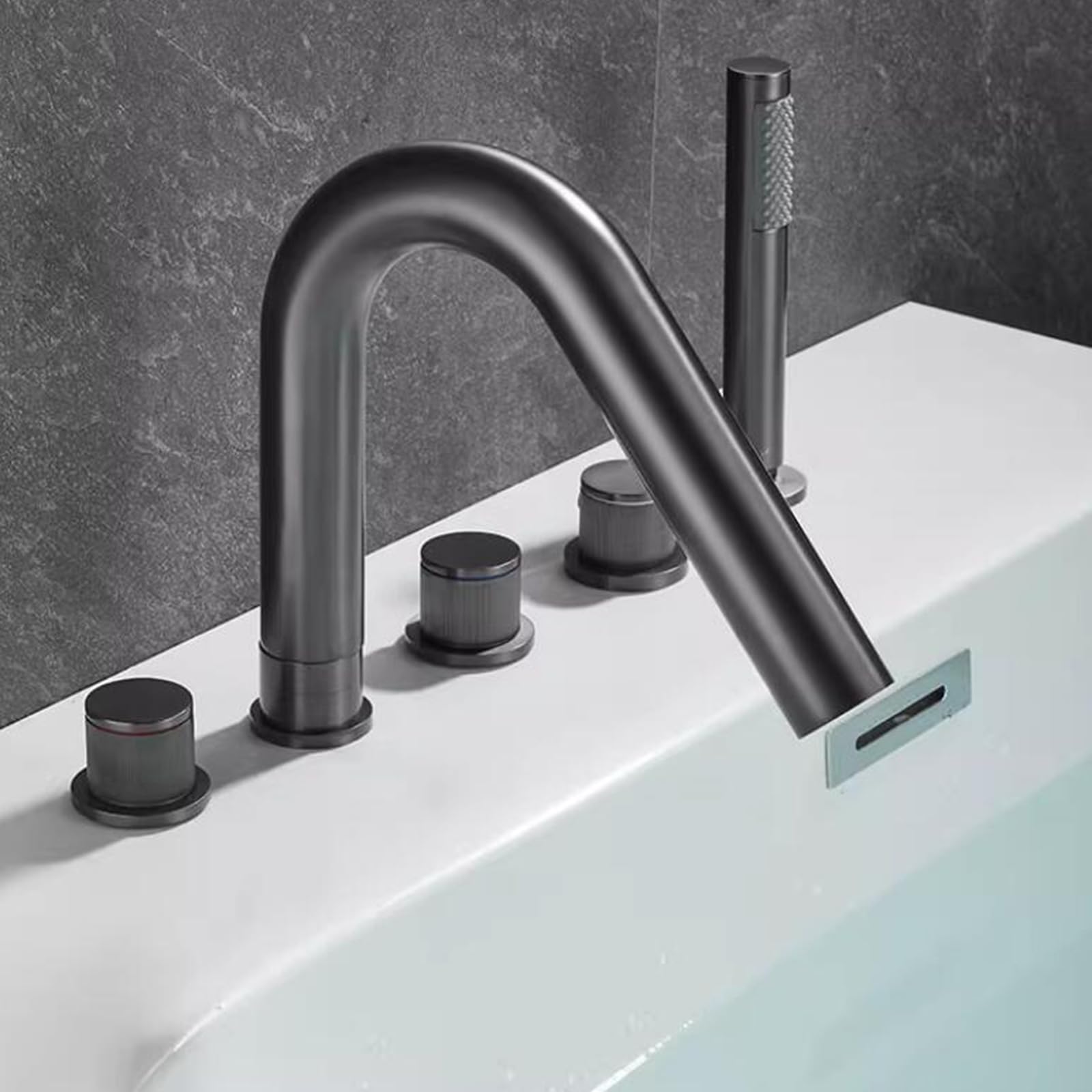 ZQFHSX Bath Taps Mixer Shower Tap 5 Holes for Hot and Cold Water Brass Construction