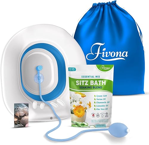 Miniatura 10 de Fivona Kit de baño 2 en 1 sobre el asiento del inodoro con sal de Epsom con mezcla de aceites esenciales para hemorroides y cuidado posparto, ideal