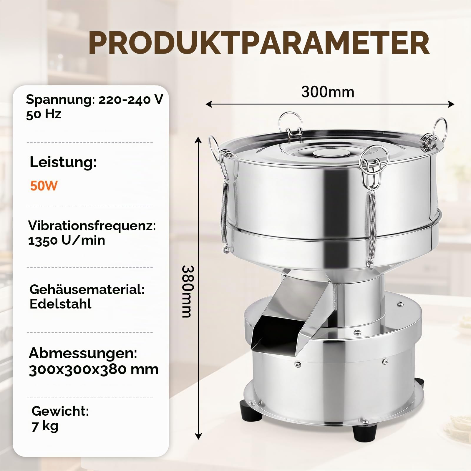 YUCHENGTECH Siebmaschine 30CM 50W 1350 U/min【ohne Sieb】