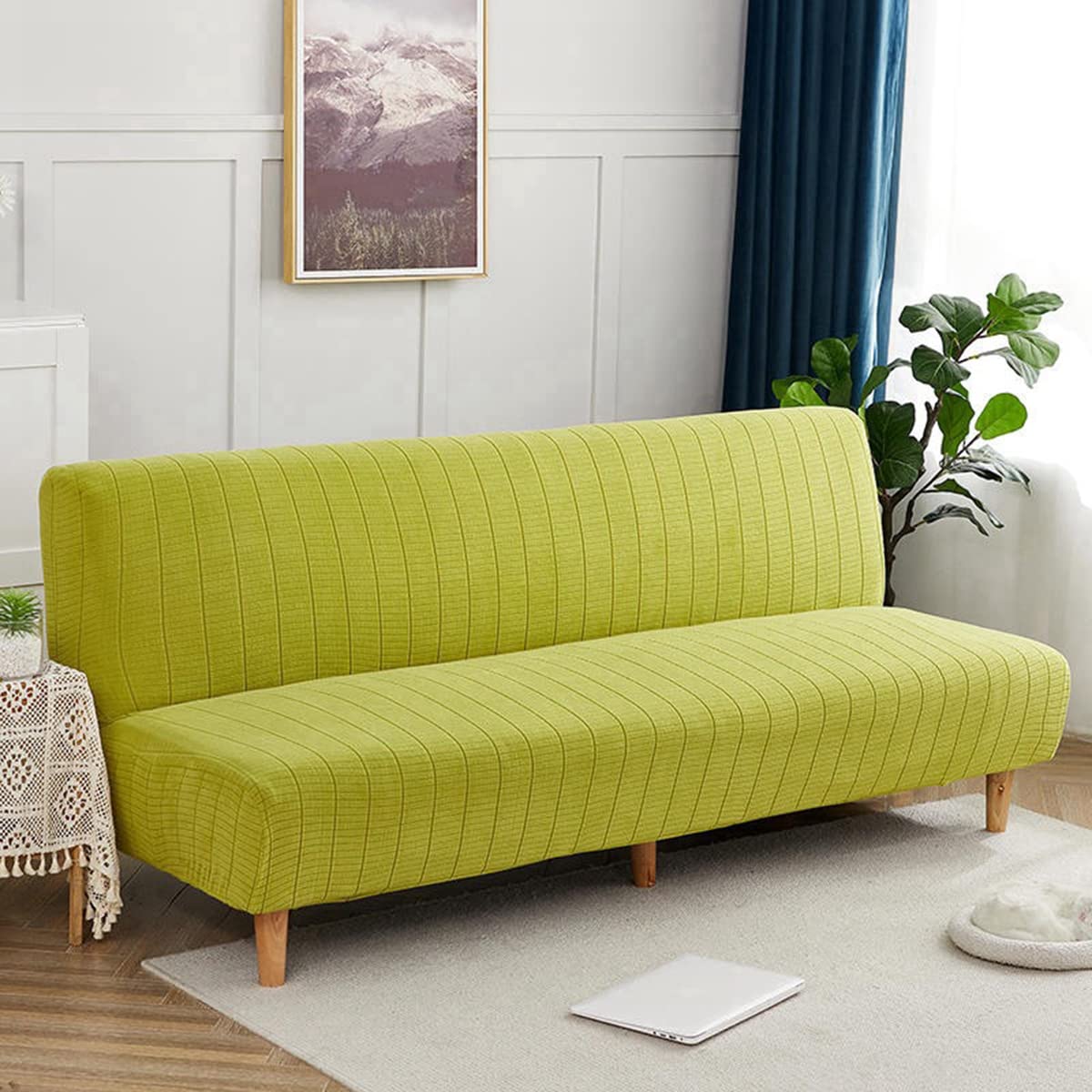 Housse de futon extensible contre usure canapé-lit jaune lavable 180cm