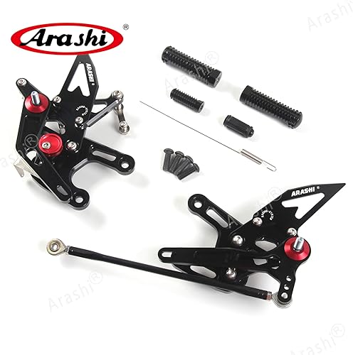 Miniatura 153 de Arashi reposapiés para motocicleta, accesorios ajustables, juego de reposapiés traseros Negro