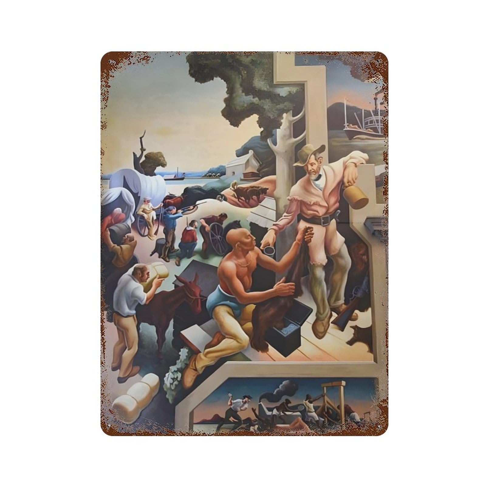 xiaoxiaoshen Thomas Hart Benton (15) Wall Decor Art Metal Tin Poster Modern Home Decor Art Home Bar Shop Decorations Vintage Sign 40x30cm