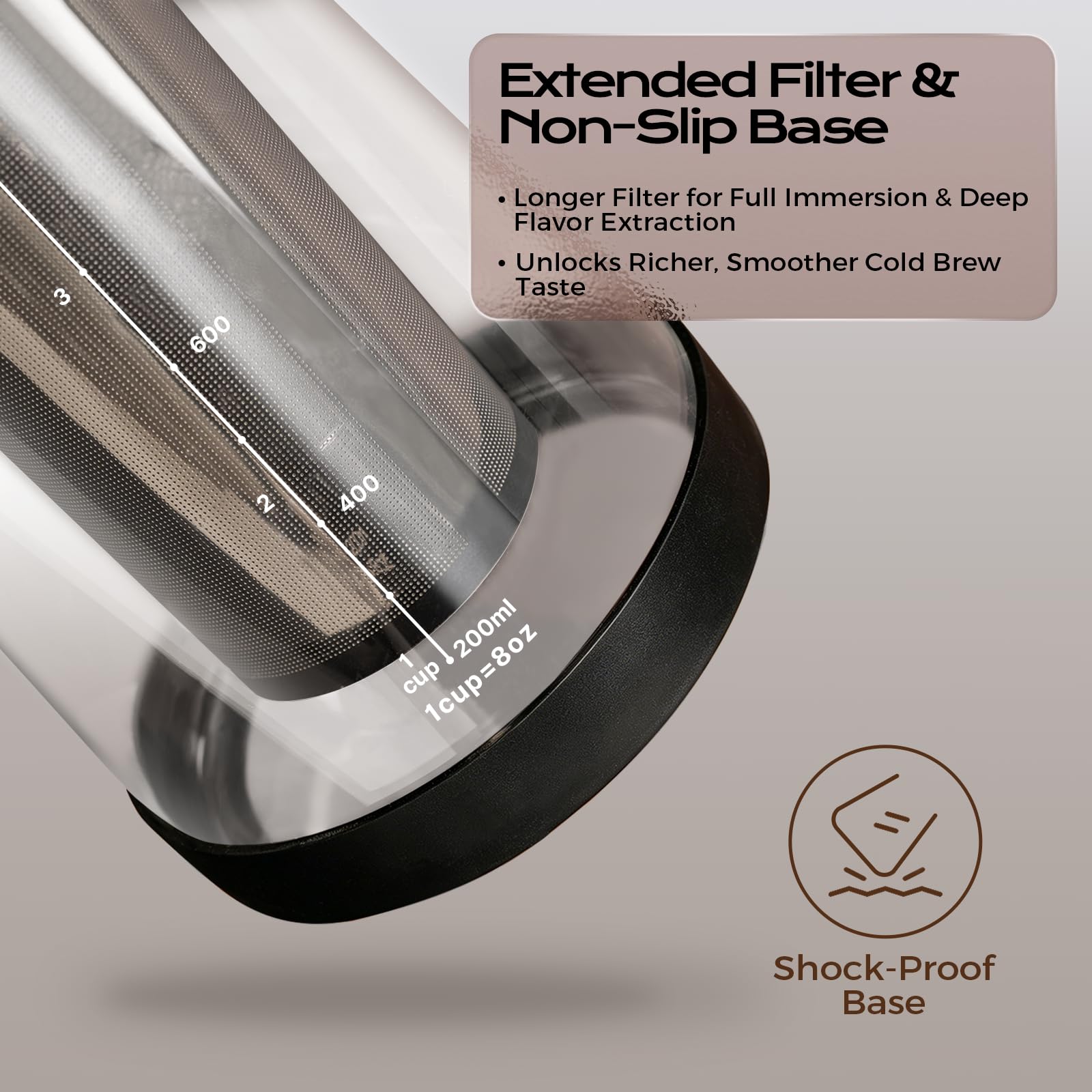 Machine à café Cold Brew 1,4 l filtre en acier inoxydable extraction profonde pichet thé glacé