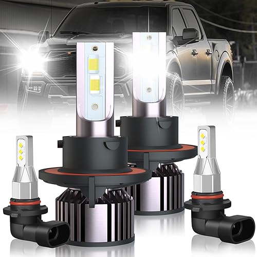 NSDXCT Compatible con Ford F250 F350 (2001 2002 2003 2004) Bombillas LED para faros delanteros, 9008 luz altabaja + 9145 bombillas LED antiniebla