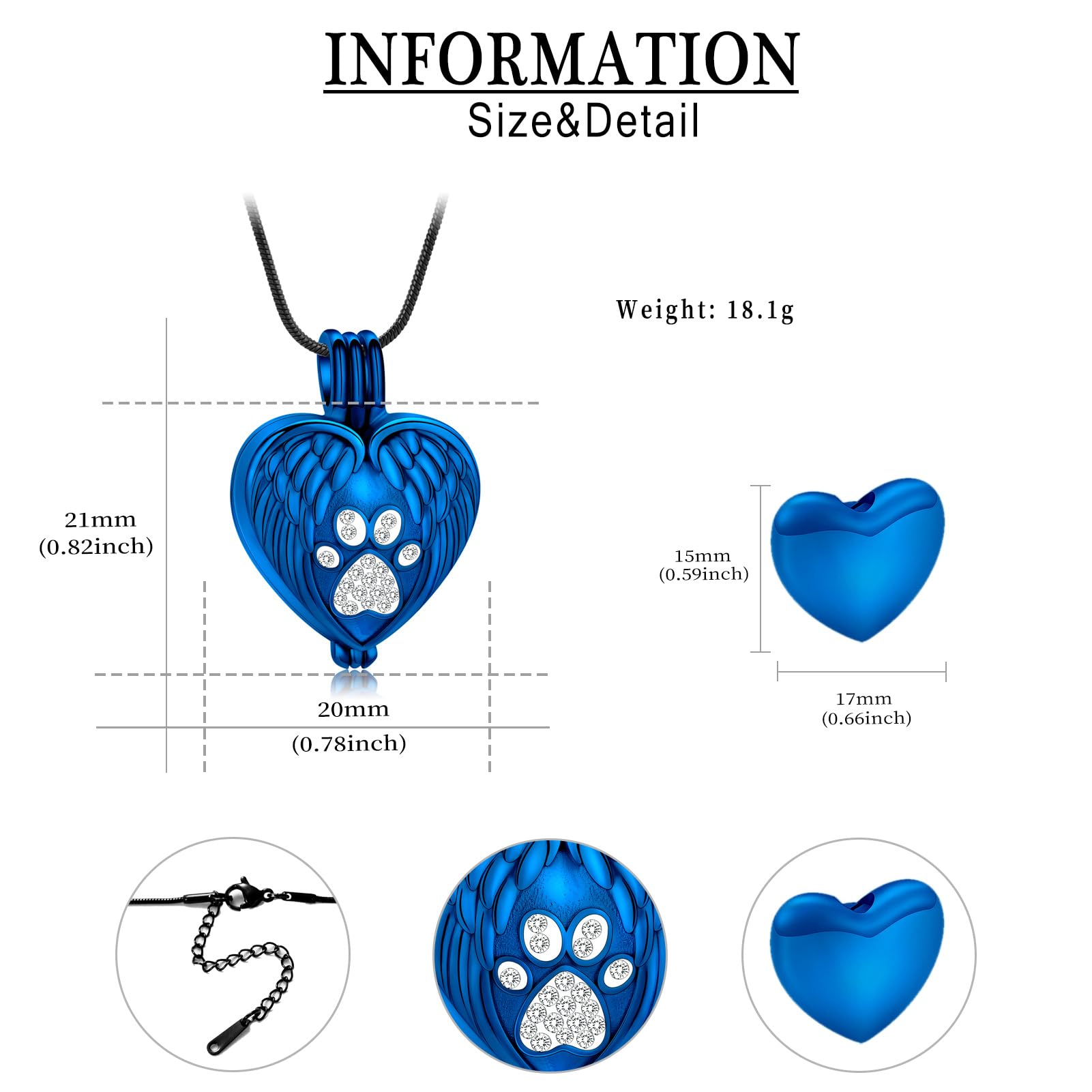QGJNSGC Pet Cremation Jewelry for Ashes Heart Urn Necklaces Pawprint Cremation Keepsake Necklace for Pet/Dog's/Cat's Ashes Memorial Jewellery - Image 2