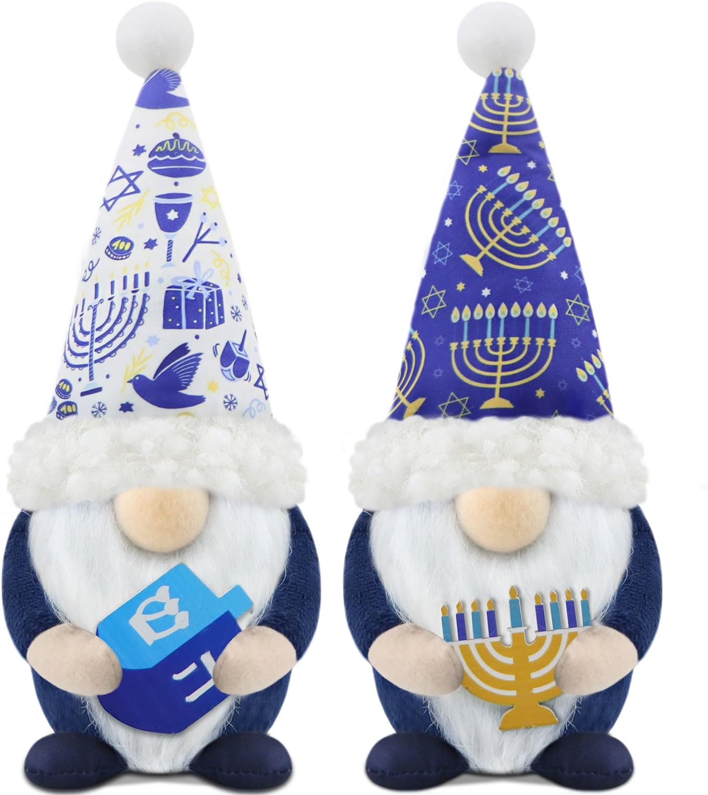 Gehydy Set of 2 Hanukkah Gnomes Chanukah Decoration Gnome Handmade Scandinavian Tomte Xmas Decor for Home Kitchen Tiered Tray