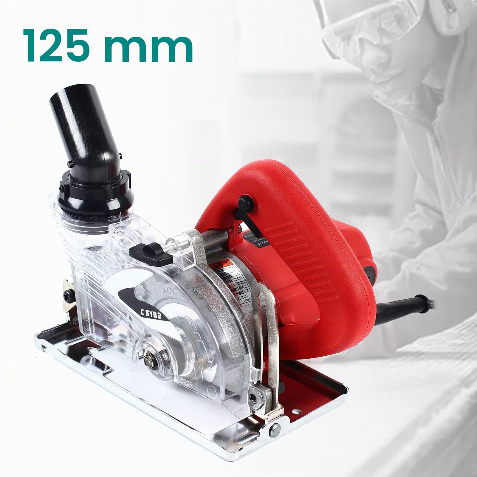 Cortador de azulejos eléctrico de pared, 125 mm, para baldosas, mármol, hormigón y madera, 1800 W, compatible con vacío