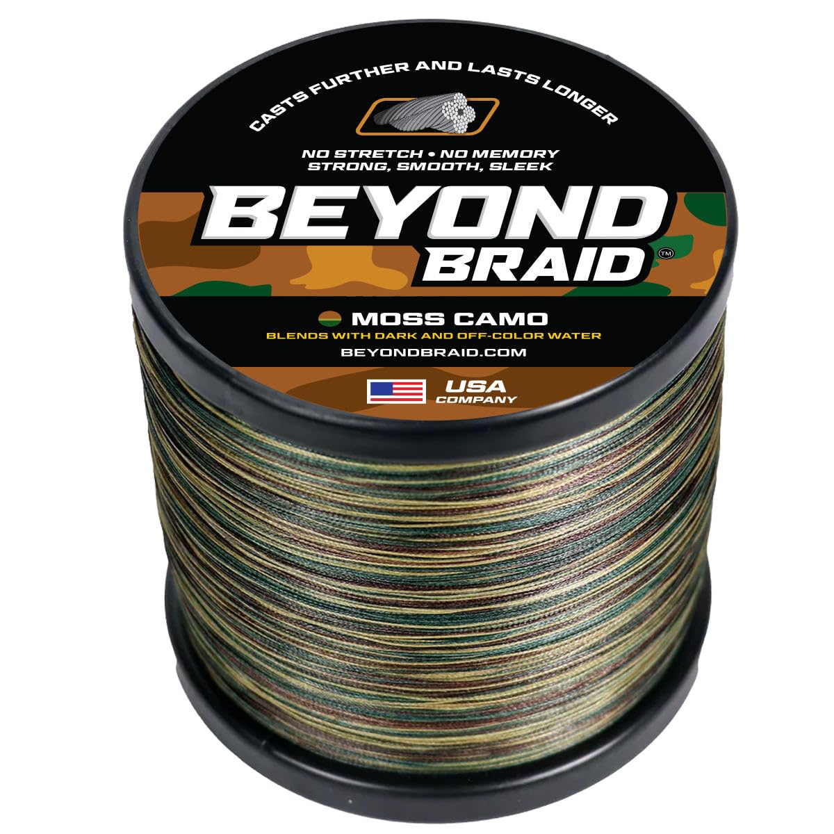 Beyond BraidBraided Fishing Line -Super Strong - Abrasion Resistant - No Stretch -Blue Camo, Moss Camo, White, Green, Pink, Blue, 4 Strand 8 Strand
