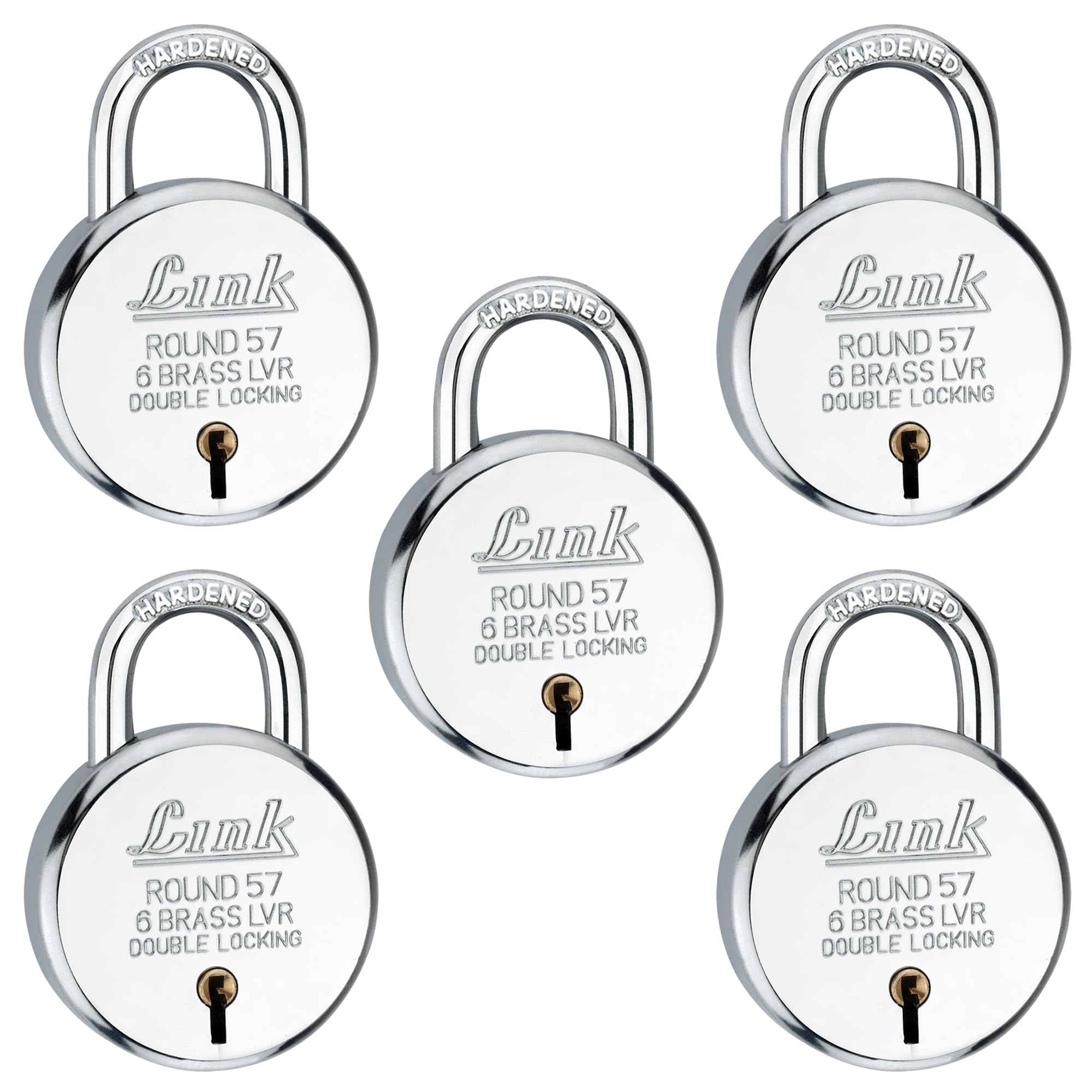 Link® 57mm Round BCP Padlocks 5Pcs Set | Steel Body | Hardened Shackle | Brass Lever | 3 Silver Keys | Double Locking | | Made in India| 3Keys for Each Padlock (B0C6552LVY) Amazon Price History, Amazon Price Tracker