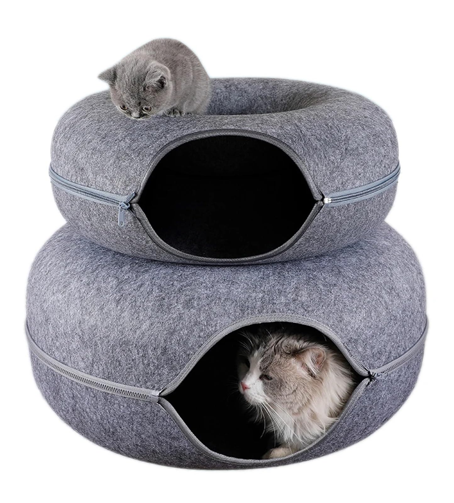 Generisch Katzenbett Donut-Haustier-Katzentunnel, interaktives Spielspielzeug, Katzenbett, Dual-Use-Frettchen, Kaninchen-Betttunnel, Innenspielzeug, Katzenhaus, Kätzchen-Trainingsspielzeug(White)