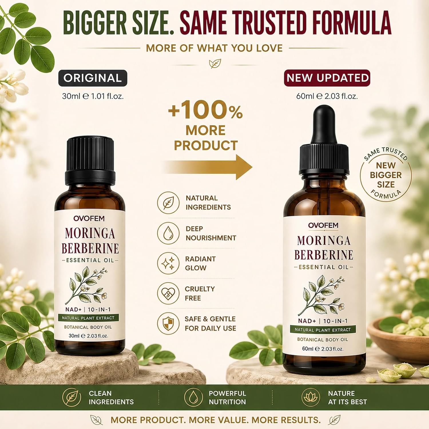 Moringa Berberine Oil - Plant Lipid Complex Oil, Daily Support Essential Oil for Women, 60ML (2PCS)