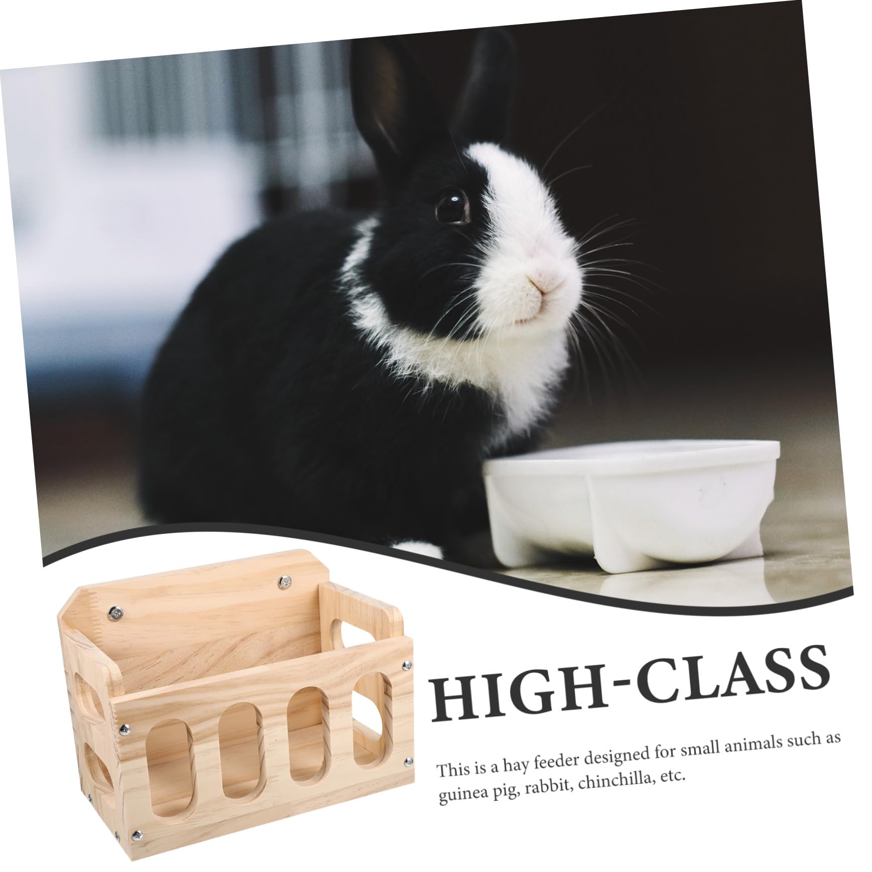Râtelier à Lapins en Bois Design Fixe Anti-gaspillage