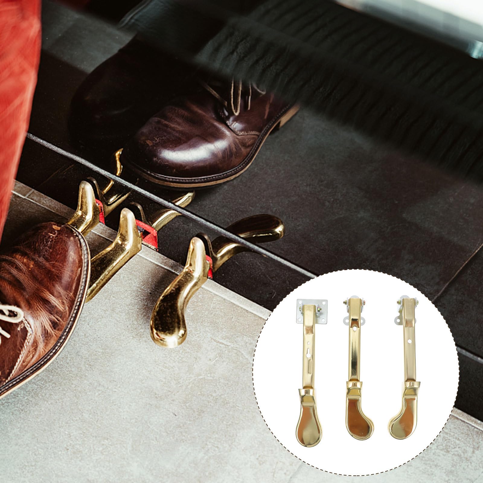 LIFKOME Pedales Duraderos para Piano Vertical de Metal Dorado, Accesorios de Piano Profesionales y Resistentes, Pack de 3 Piezas para Uso Práctico