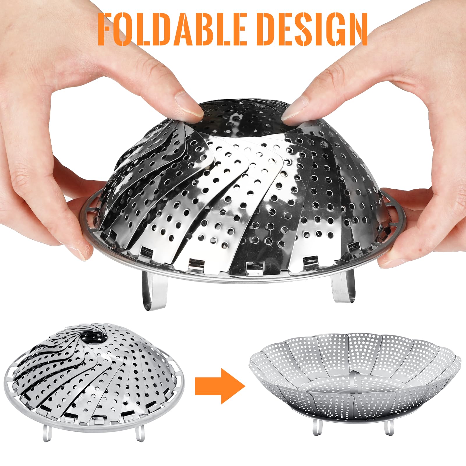 Kasanni Cestello Vapore Pieghevole In Acciaio Inox 27cm - Per Pentole A Pressione E Cottura A Vapore - Foto 13