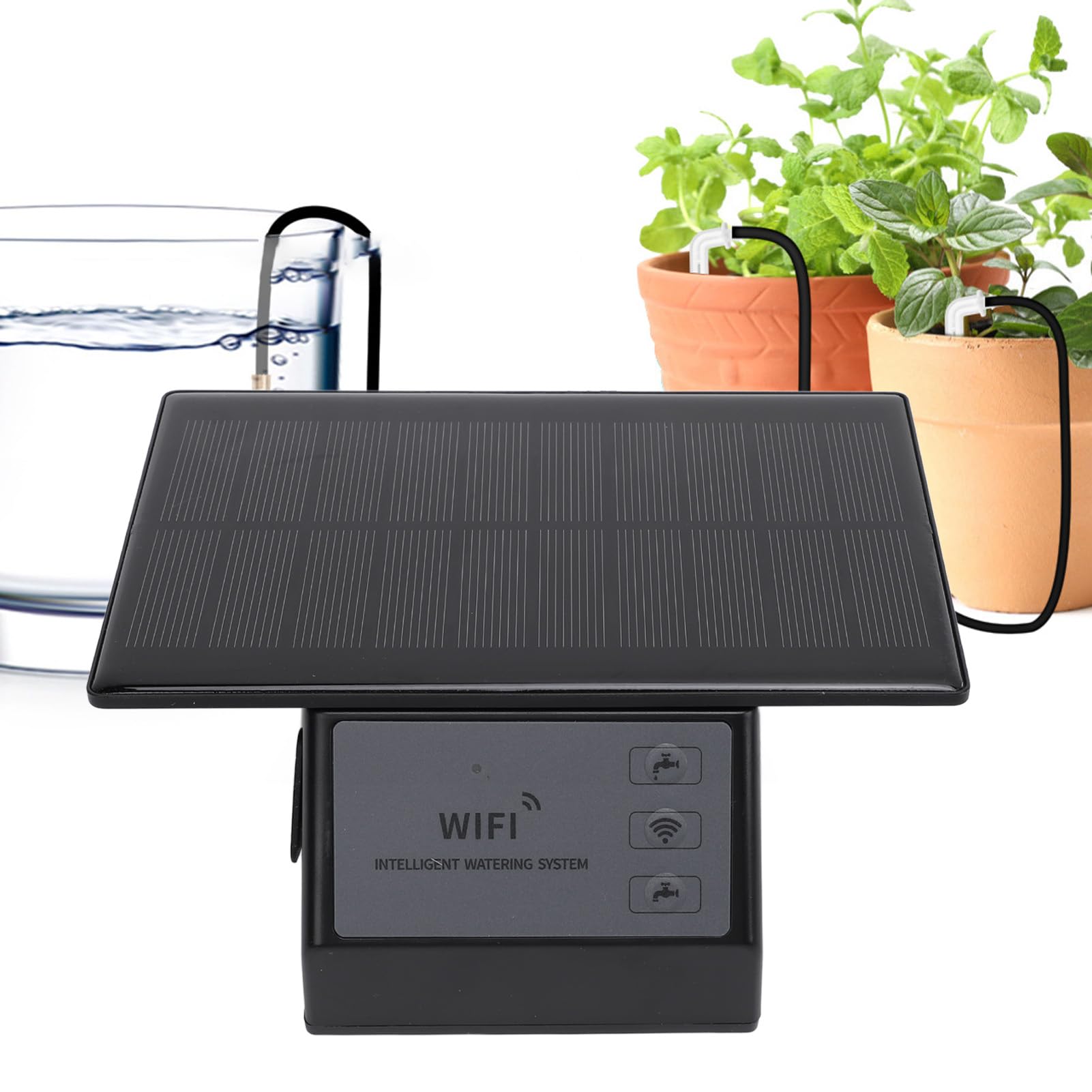 Qcwwy Kit di Irrigazione a Goccia Automatica Batteria WiFi Solar Pompa 'Acqua Automatica per Giardino Casa Piante in Vaso Irrigazione Giardino da Cortile Kit di Irrigazione