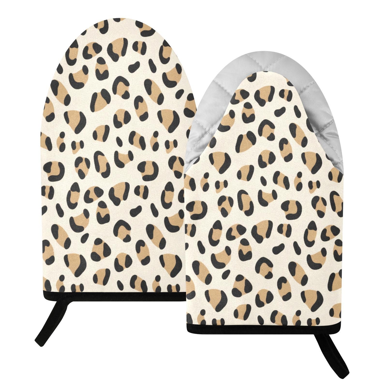 BURSTDDY Leopard Print Oven Mitt,Heat Resistant Kitchen Mitts for Cooking