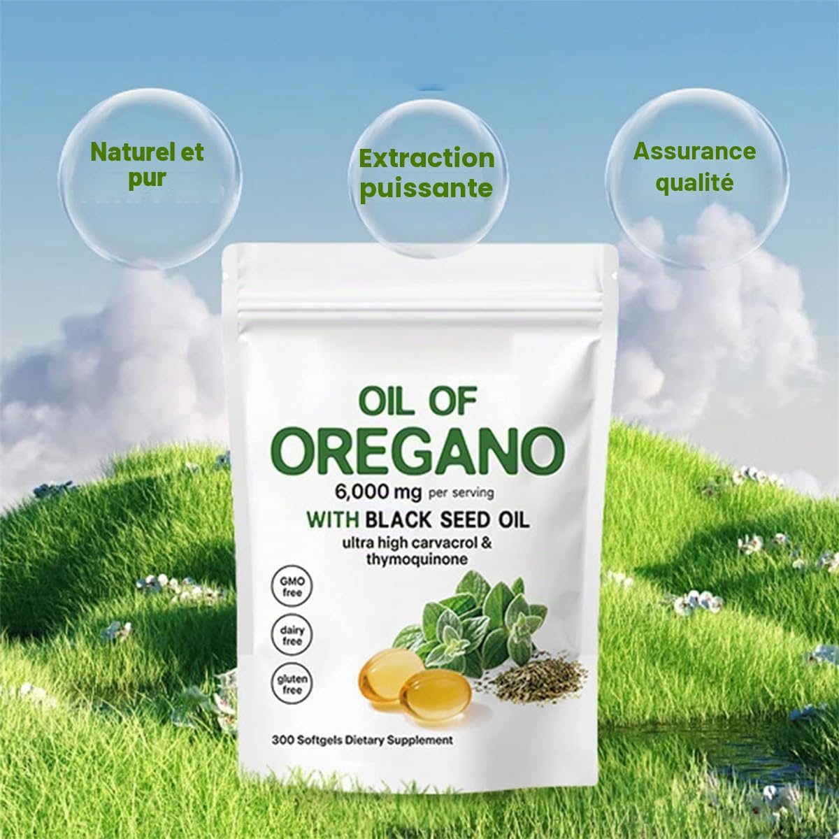 Re-silia Huile d'origan Softgels, huile Resilia d'origan avec 6000 mg d'huile de graines noires, facile à avaler, immunité naturelle, riche en nutriments, expérience de bien-être amélioré (3)