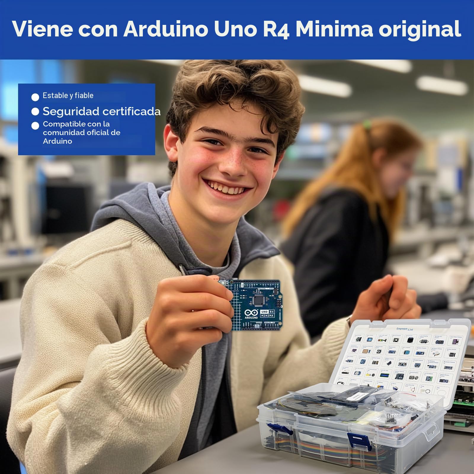 SunFounder Ultimate Starter Kit con Original Arduino Uno R4 Minima, 3 en 1 IoT/Smart Car/Kit básico con tutoriales en línea, para Principiantes y entusiastas(Original Arduino Uno R4 Minima Incluido)