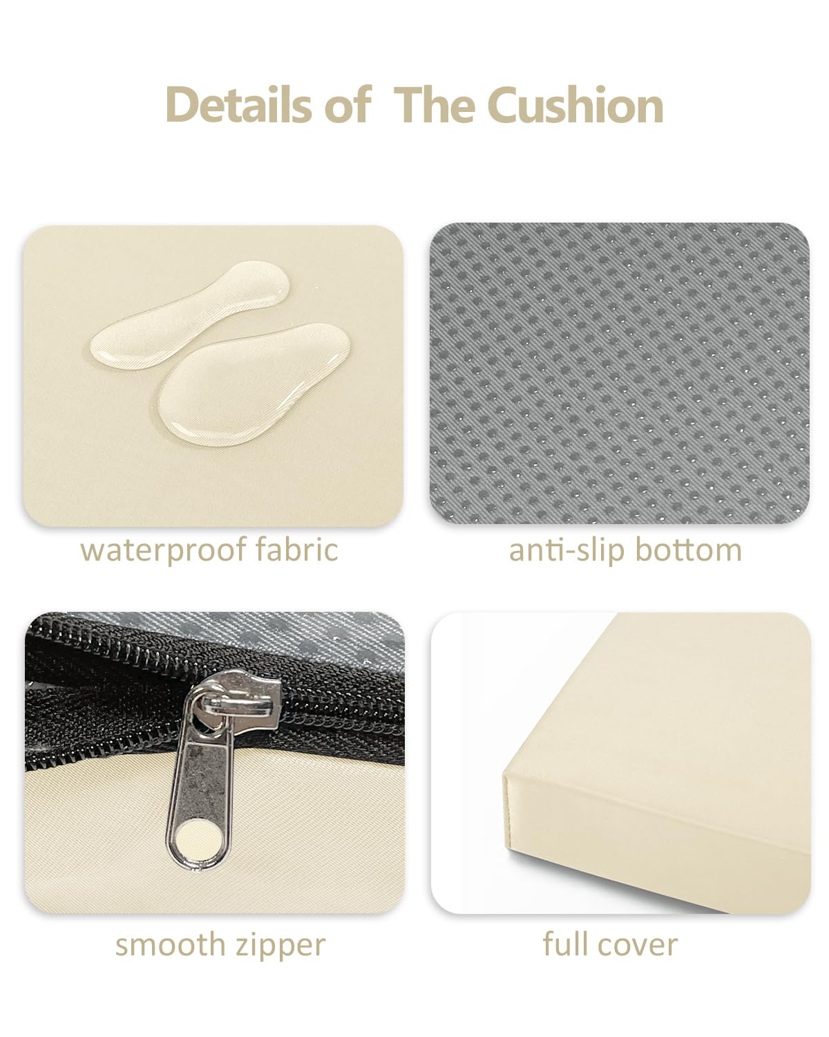 OutStep Coussins de Banc d'extérieur, Coussins d'assise renforcés et imperméables, Coussin de Banc Haute densité avec Dessous antidérapant, Coussins d'extérieur pour balancelles (Beige, 100x40x5 cm)