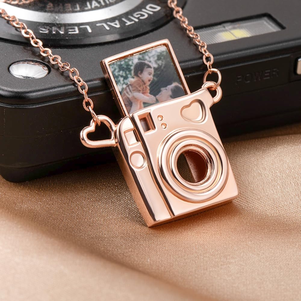callie Personalized Camera | Photo Projection Necklace, Custom Necklace with Picture Inside, Sterling Silver/Brass - Memorial Jewelry Gifts for Women & Men