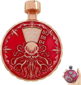 Press-Type Roulette Dice Spinner 4.0, Randomand Precision Read DND Dice, Full Zinc Alloy Housing Metal DND Dice, Include Gift Case for DND Dice Set, RPG Role Playing Table Game Gifts Red Copper