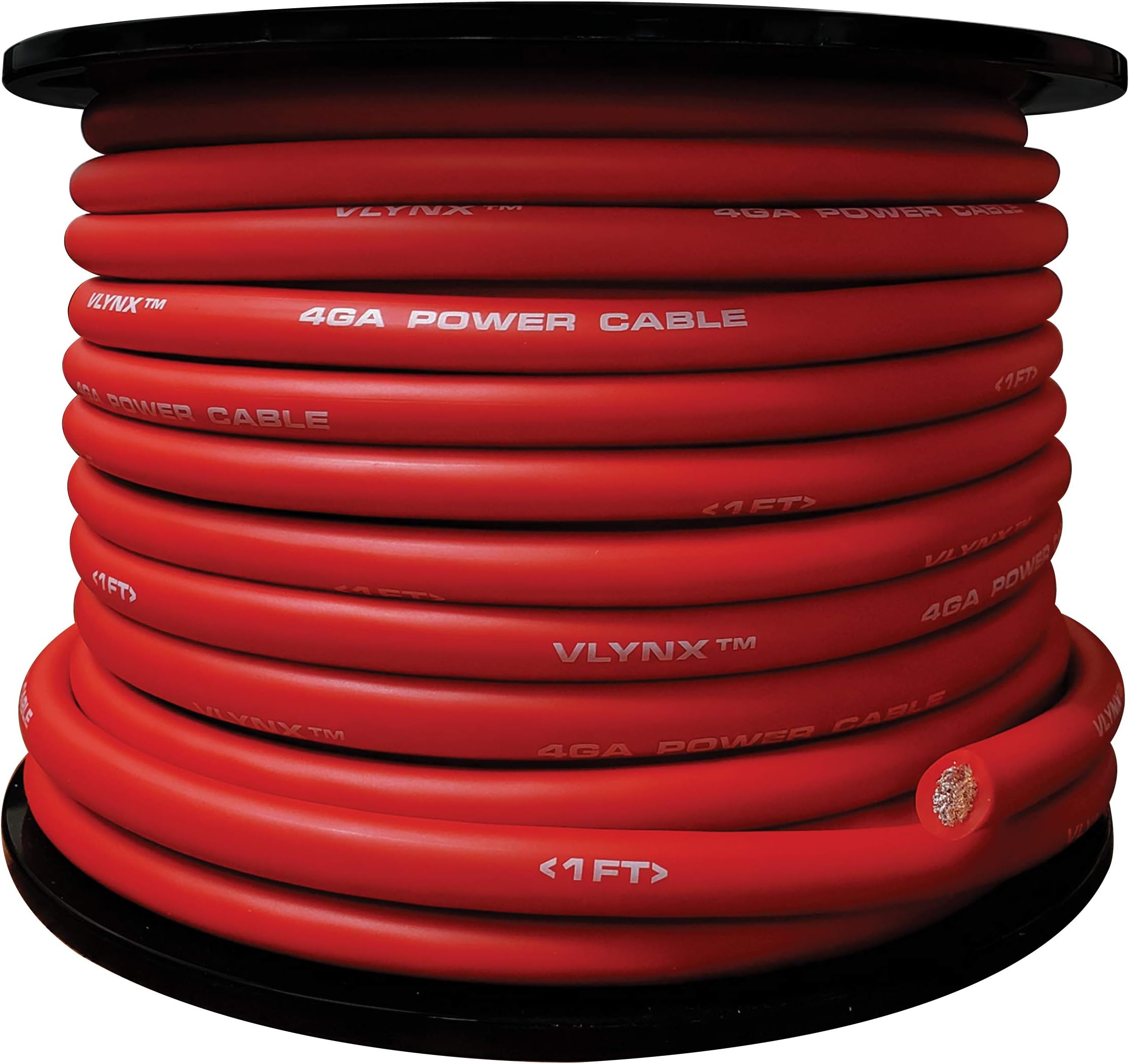 4ga - 100ft 4 ga VLYNX Orange 4 Gauge Wire Amplifier and Battery Installation Power Cable