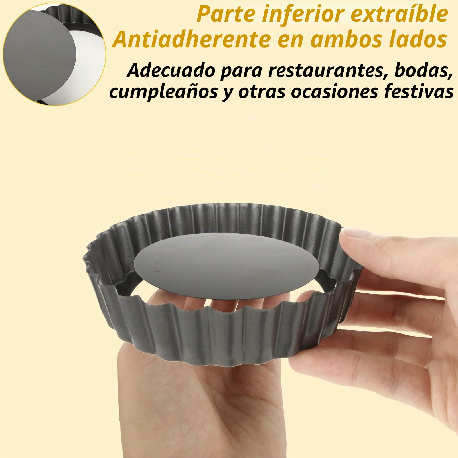 12 Unidades Molde Quiche Pequeño 12cm con Base Desmontable Moldes Tartaletas Individuales de Acero al Carbono Antiadherente molde tartaleta para Hornear Mini Tartas y Quiches