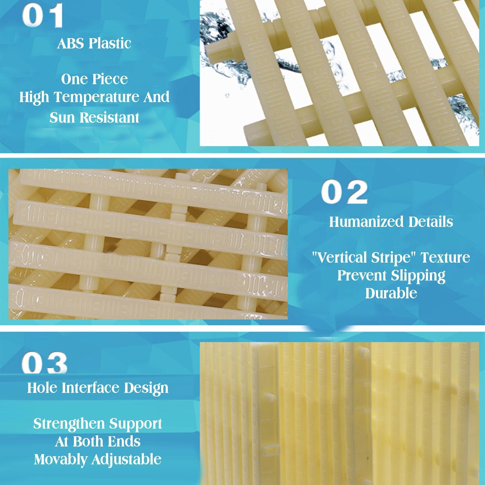 Genérico Rejilla Flexible para desagüe de Piscina (20 Unidades), Color Blanco, para Ducha, Cubierta de canaletas para Patios, cercas y pasarelas (18 cm), Duradera y de fácil instalación.