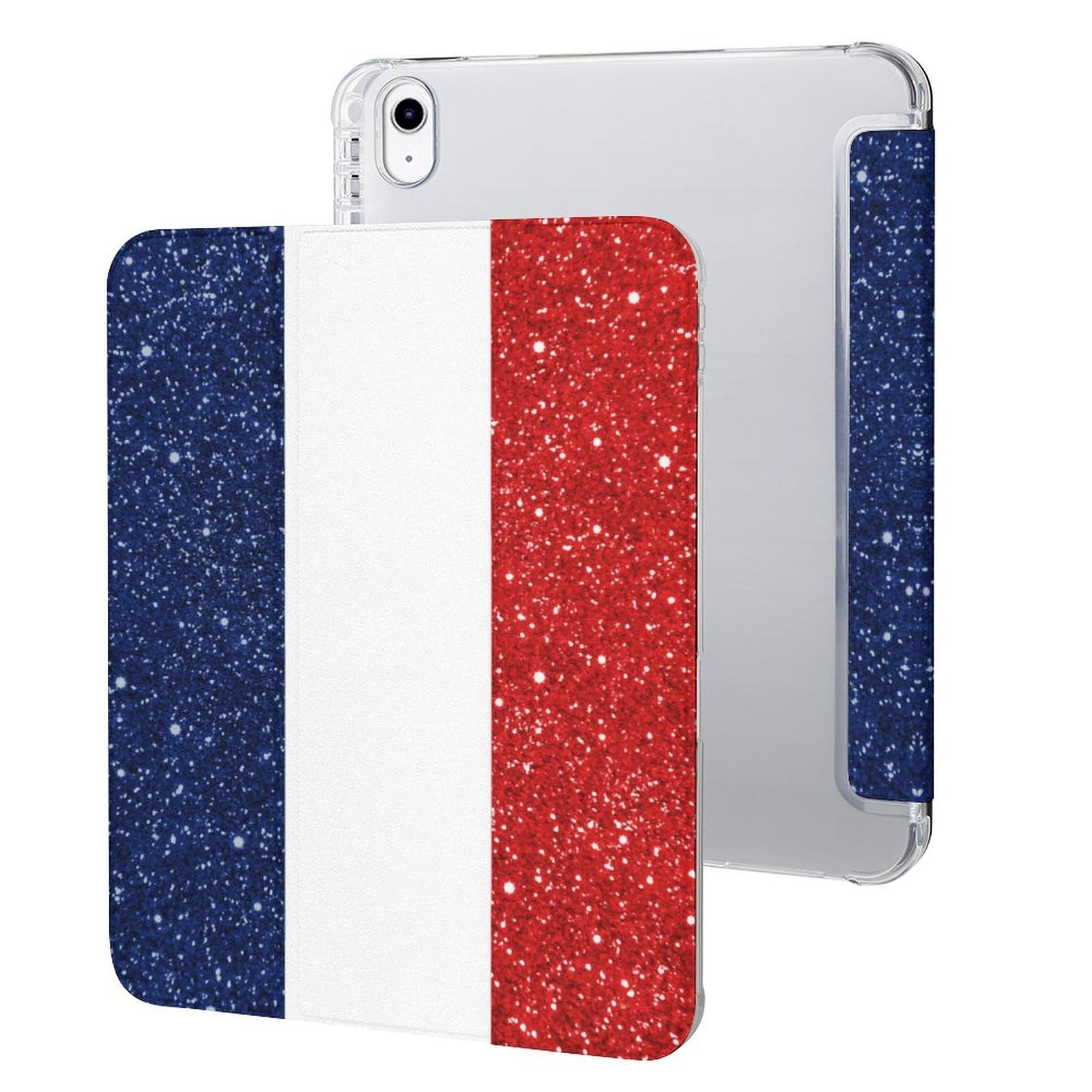 Glittering Pattern France Flag Case for Air 1/2 9.7Inch Case iPad Pro/Air 3 10.5inch Case iPad 10th Gen Case with Pencil Holder Auto Wake Sleep Cover