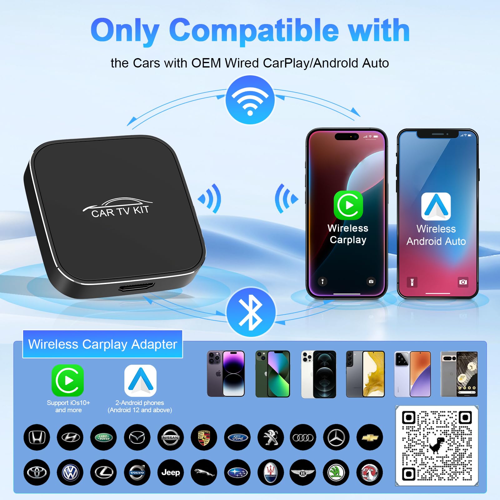 3 en 1 Car TV Mate Pro –Adaptador inalámbrico CarPlay y Android Auto y multimedia HDMI para TV Stick, consolas de juegos y duplicación de pantalla, Adaptador HDMI Car T V,para con vehículos desde 2016